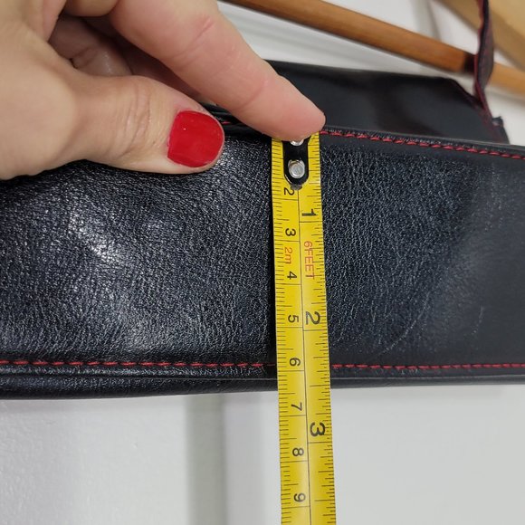 Victoria's Secret Women's Black Red Vegan Leather Mini Shoulder Purse Small Bag - Picture 9 of 12